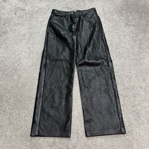 Wilfred Command Faux Vegan Leather Ankle Pants Womens 0 Black Straight High Rise